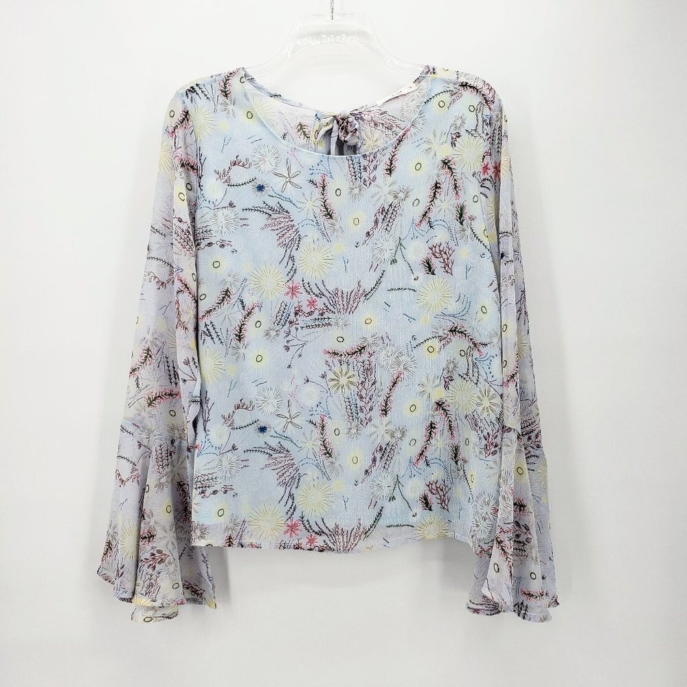 LE LIS nwot Floral Bell Sleeve Chiffon Overlay Top